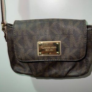 Michael Kors Brown Logo Printed Crossbody Purse